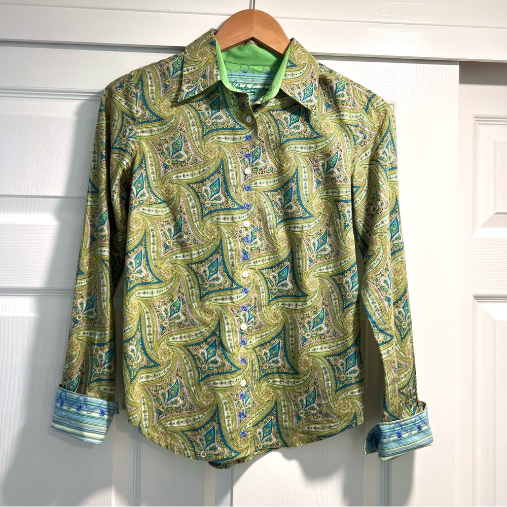 Robert Graham Reverse Cuff Button Front Shirt XS
